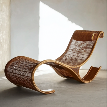 Wabi-sabi style hotel and homestay outdoor garden rattan chair Garden lounge chair Homestay lounge chair designer model - Image 9