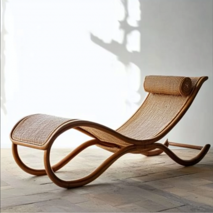 Wabi-sabi style hotel and homestay outdoor garden rattan chair Garden lounge chair Homestay lounge chair designer model - Image 4