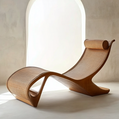 Wabi-sabi style hotel and homestay outdoor garden rattan chair Garden lounge chair Homestay lounge chair designer model - Image 2
