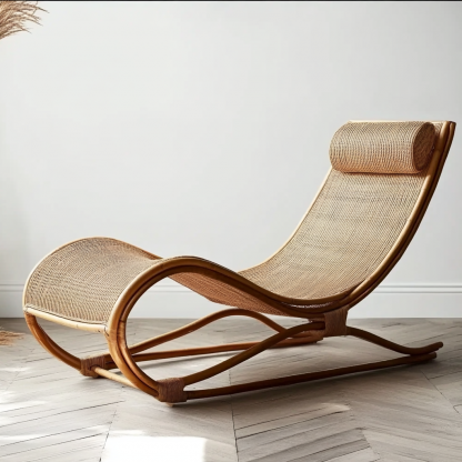 Wabi-sabi style solid wood rocking chair, armchair, cat scratch chair, single office chair, lazy chair, single chair, casual chair, black walnut - Image 3