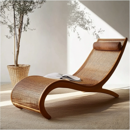 Outdoor lying bed, hotel, homestay, swimming pool, beach, lounge chair, designer resort, courtyard, rattan weaving, popular outdoor - Image 6