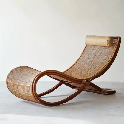 Wabi-sabi style hotel and homestay outdoor garden rattan chair Garden lounge chair Homestay lounge chair designer model - Image 6