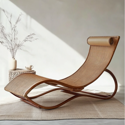Wabi-sabi style hotel and homestay outdoor garden rattan chair Garden lounge chair Homestay lounge chair designer model - Image 4
