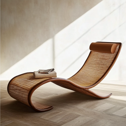 Wabi-sabi style hotel and homestay outdoor garden rattan chair Garden lounge chair Homestay lounge chair designer model - Image 3