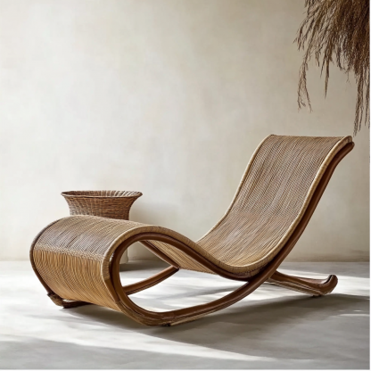 Wabi-sabi style hotel and homestay outdoor garden rattan chair Garden lounge chair Homestay lounge chair designer model - Image 2