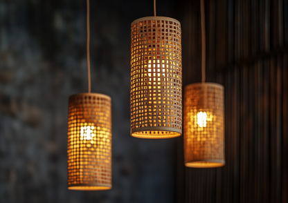New Chinese-style Zen-inspired tea room lamp, creative and personalized three-head dining room lamp, branch lamp, bamboo woven chandelier - Image 5