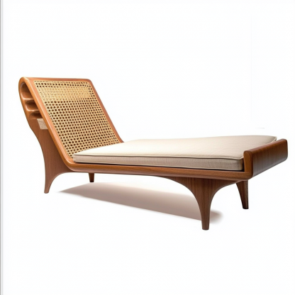 Wabi-sabi style solid wood rattan rocking chair, a modern and simple Japanese wabi-sabi style retro solid wood rattan rocking chair - Image 5