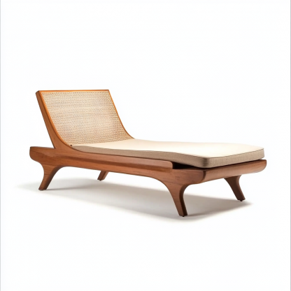 Wabi-sabi style solid wood wicker lounge chair, a modern and simple Japanese wabi-sabi style retro original solid wood wicker lounge chair - Image 9