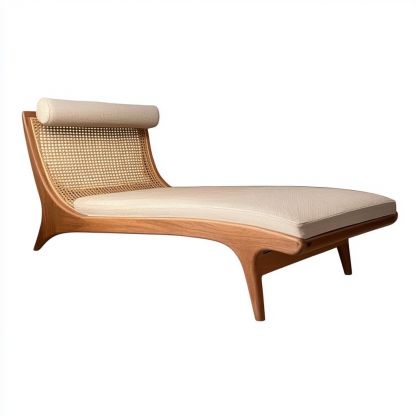 Wabi-sabi style solid wood wicker lounge chair, a modern and simple Japanese wabi-sabi style retro original solid wood wicker lounge chair - Image 9