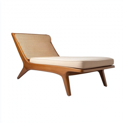 Wabi-sabi style solid wood wicker lounge chair, a modern and simple Japanese wabi-sabi style retro original solid wood wicker lounge chair - Image 8