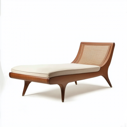 Wabi-sabi style solid wood wicker lounge chair, a modern and simple Japanese wabi-sabi style retro original solid wood wicker lounge chair - Image 7