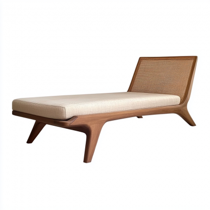 Wabi-sabi style solid wood wicker lounge chair, a modern and simple Japanese wabi-sabi style retro original solid wood wicker lounge chair - Image 10