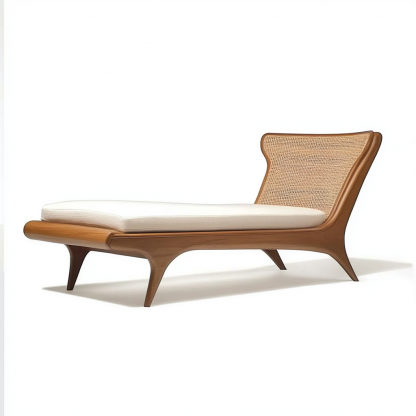 Wabi-sabi style solid wood rattan rocking chair, a modern and simple Japanese wabi-sabi style retro solid wood rattan rocking chair - Image 9