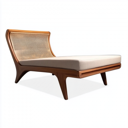Wabi-sabi style solid wood rattan rocking chair, a modern and simple Japanese wabi-sabi style retro solid wood rattan rocking chair - Image 9