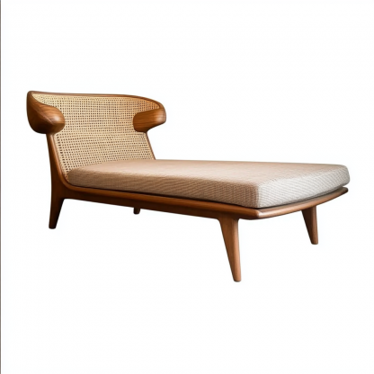 Wabi-sabi style solid wood rattan rocking chair, a modern and simple Japanese wabi-sabi style retro solid wood rattan rocking chair - Image 6