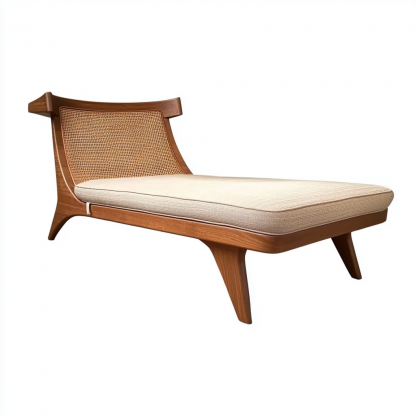 Wabi-sabi style solid wood rattan rocking chair, a modern and simple Japanese wabi-sabi style retro solid wood rattan rocking chair - Image 5
