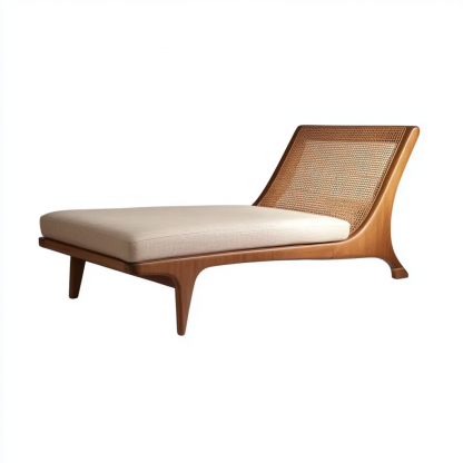 Wabi-sabi style solid wood wicker lounge chair, a modern and simple Japanese wabi-sabi style retro original solid wood wicker lounge chair - Image 6