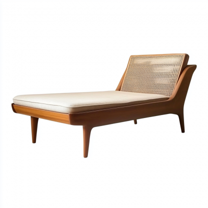 Wabi-sabi style solid wood rattan rocking chair, a modern and simple Japanese wabi-sabi style retro solid wood rattan rocking chair - Image 4