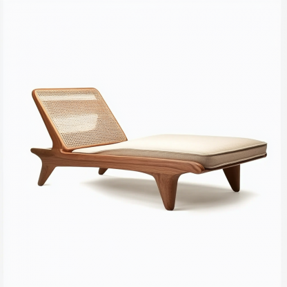 Wabi-sabi style solid wood wicker lounge chair, a modern and simple Japanese wabi-sabi style retro original solid wood wicker lounge chair - Image 4