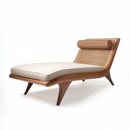 Wabi-sabi style solid wood wicker lounge chair, a modern and simple Japanese wabi-sabi style retro original solid wood wicker lounge chair - Image 3