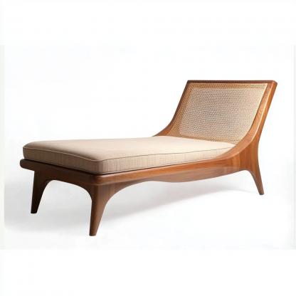 Wabi-sabi style solid wood rattan rocking chair, a modern and simple Japanese wabi-sabi style retro solid wood rattan rocking chair - Image 4