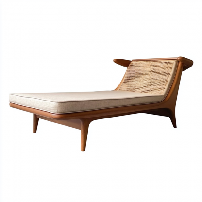 Wabi-sabi style solid wood wicker lounge chair, a modern and simple Japanese wabi-sabi style retro original solid wood wicker lounge chair - Image 7