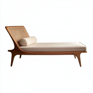 Wabi-sabi style solid wood wicker lounge chair, a modern and simple Japanese wabi-sabi style retro original solid wood wicker lounge chair