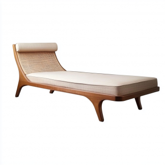 Wabi-sabi style solid wood wicker lounge chair, a modern and simple Japanese wabi-sabi style retro original solid wood wicker lounge chair