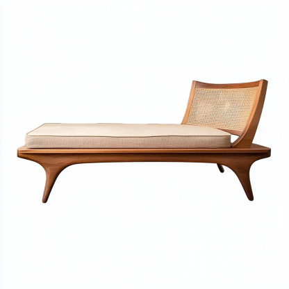 Wabi-sabi style solid wood wicker lounge chair, a modern and simple Japanese wabi-sabi style retro original solid wood wicker lounge chair - Image 5