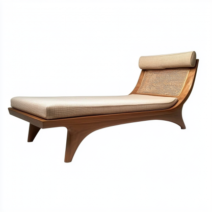 Wabi-sabi style solid wood rattan rocking chair, a modern and simple Japanese wabi-sabi style retro solid wood rattan rocking chair