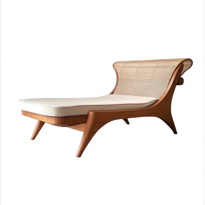 Wabi-sabi style solid wood rattan rocking chair, a modern and simple Japanese wabi-sabi style retro solid wood rattan rocking chair - Image 8