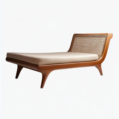 Wabi-sabi style solid wood rattan rocking chair, a modern and simple Japanese wabi-sabi style retro solid wood rattan rocking chair - Image 7