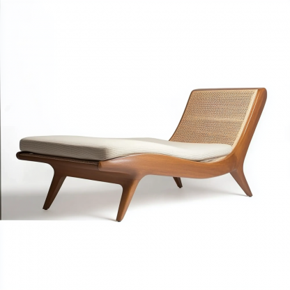 Wabi-sabi style solid wood wicker lounge chair, a modern and simple Japanese wabi-sabi style retro original solid wood wicker lounge chair - Image 2