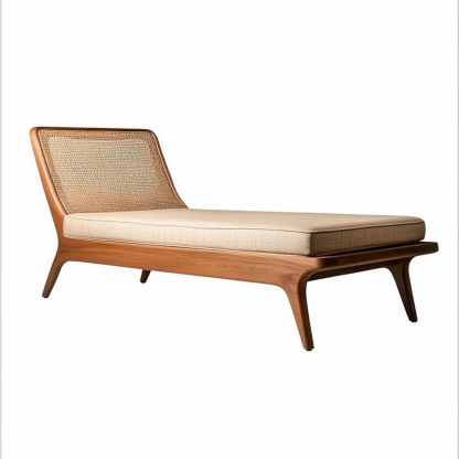 Wabi-sabi style solid wood wicker lounge chair, a modern and simple Japanese wabi-sabi style retro original solid wood wicker lounge chair - Image 4