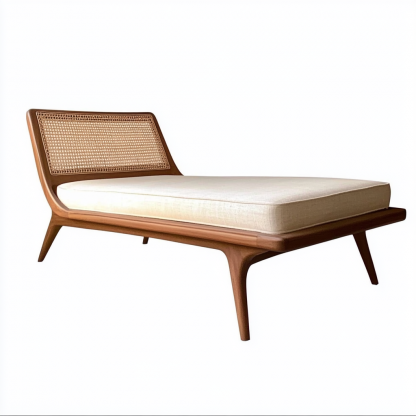 Wabi-sabi style solid wood rattan rocking chair, a modern and simple Japanese wabi-sabi style retro solid wood rattan rocking chair - Image 3
