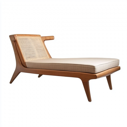 Wabi-sabi style solid wood rattan rocking chair, a modern and simple Japanese wabi-sabi style retro solid wood rattan rocking chair - Image 2