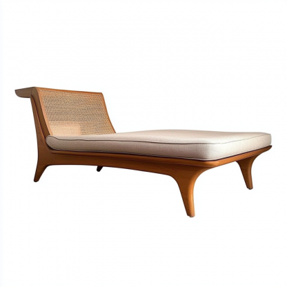 Wabi-sabi style solid wood rattan rocking chair, a modern and simple Japanese wabi-sabi style retro solid wood rattan rocking chair - Image 3