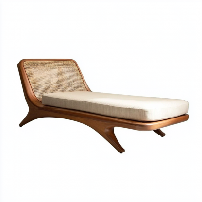 Wabi-sabi style solid wood wicker lounge chair, a modern and simple Japanese wabi-sabi style retro original solid wood wicker lounge chair - Image 2