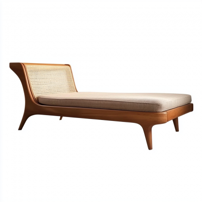 Wabi-sabi style solid wood rattan rocking chair, a modern and simple Japanese wabi-sabi style retro solid wood rattan rocking chair - Image 2