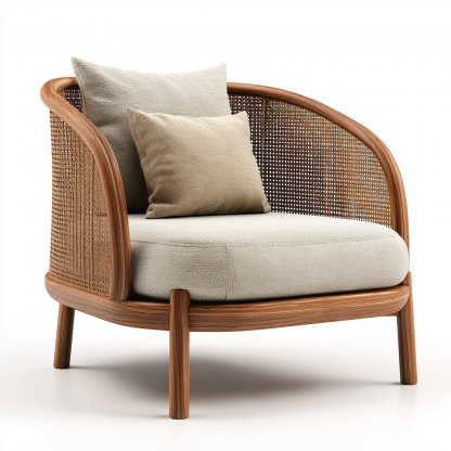 Wabi-sabi style rattan single sofa, hotel, homestay, sales office, negotiation chair, office for receiving guests - Image 2