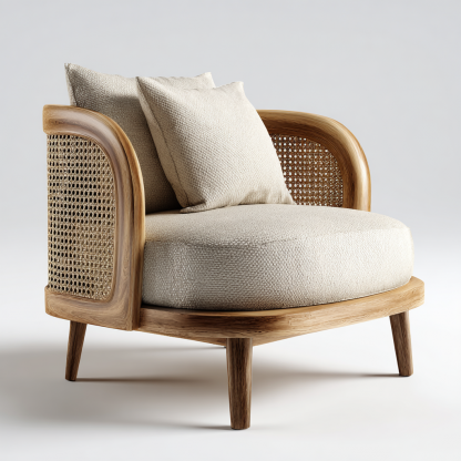 Wabi-sabi style rattan single sofa, hotel, homestay, sales office, negotiation chair, office for receiving guests - Image 3