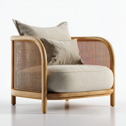 Wabi-sabi style rattan single sofa, hotel, homestay, sales office, negotiation chair, office for receiving guests - Image 4