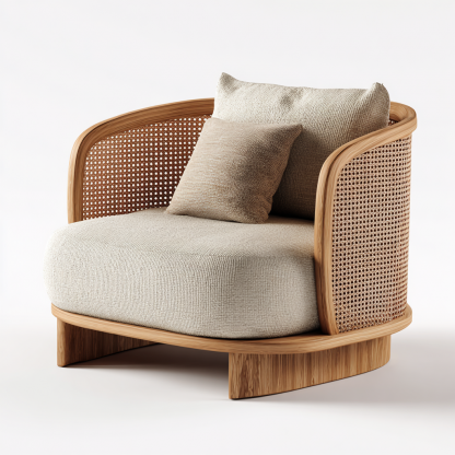 Wabi-sabi style rattan single-person sofa chair, living room balcony leisure chair, homestay hotel furniture - Image 8