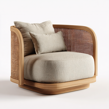 Wabi-sabi style rattan single-person sofa chair, living room balcony leisure chair, homestay hotel furniture - Image 6