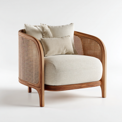 Wabi-sabi style rattan sofa, villa balcony terrace, homestay model room, rattan chair, table and chair three-piece furniture - Image 9