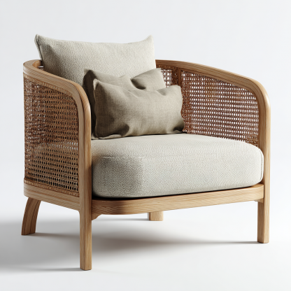 Wabi-sabi style rattan sofa, villa balcony terrace, homestay model room, rattan chair, table and chair three-piece furniture - Image 8