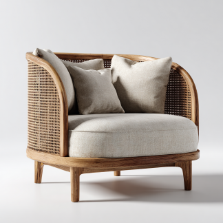 Wabi-sabi style rattan sofa, villa balcony terrace, homestay model room, rattan chair, table and chair three-piece furniture
