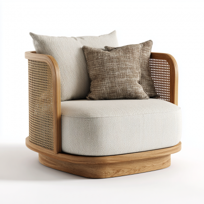 Wabi-sabi style rattan sofa, villa balcony terrace, homestay model room, rattan chair, table and chair three-piece furniture - Image 6