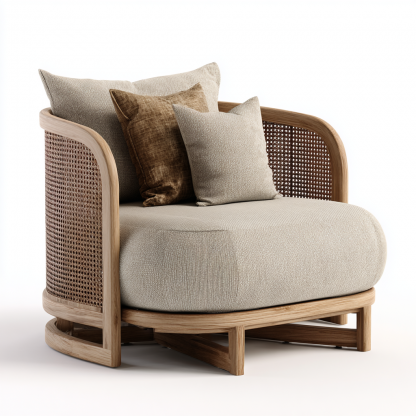 Wabi-sabi style rattan sofa and chair for living room and balcony relaxation, single sofa and chair for homestay and hotel furniture - Image 7