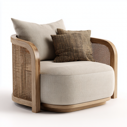 Wabi-sabi style rattan sofa and chair for living room and balcony relaxation, single sofa and chair for homestay and hotel furniture - Image 6